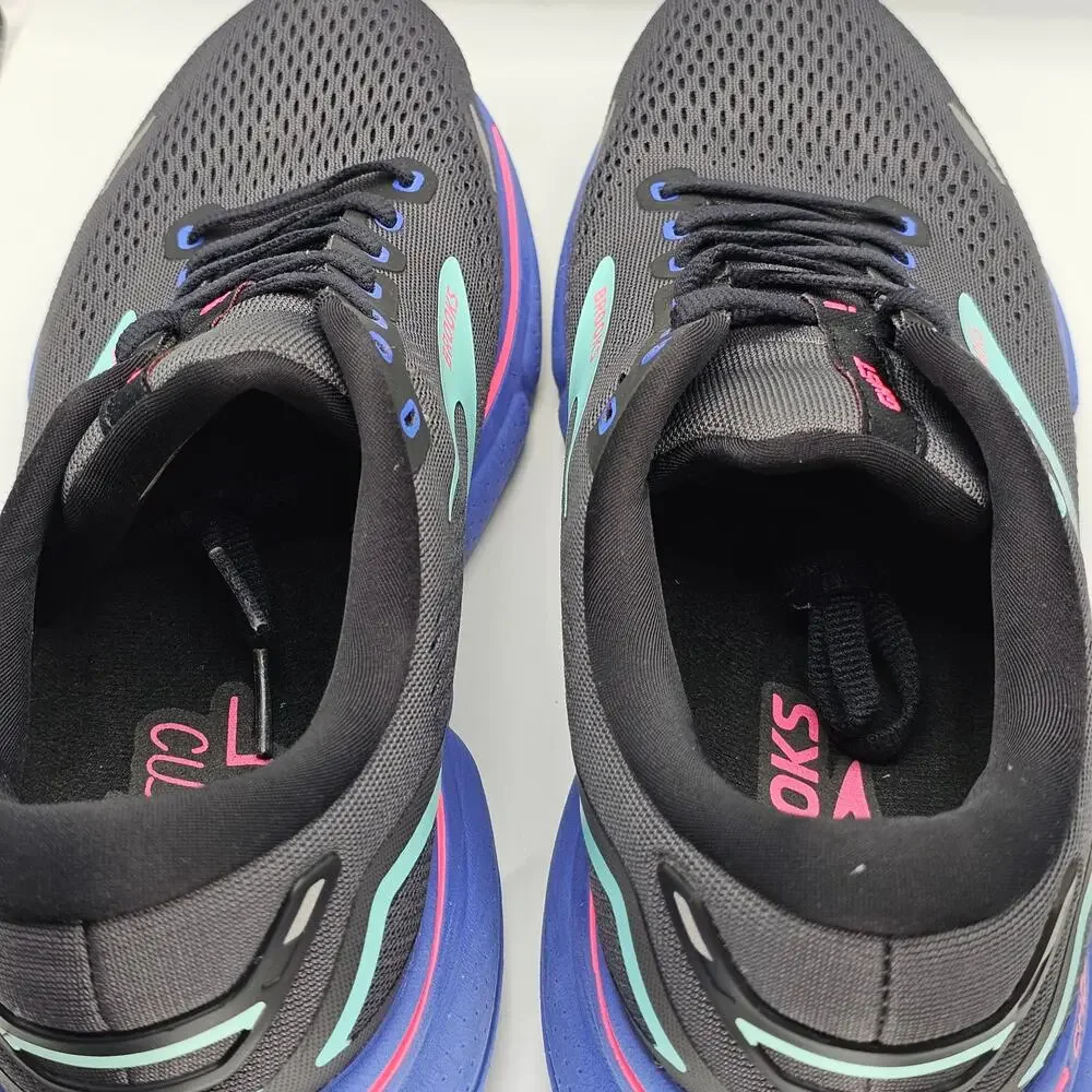 Brooks Ghost 15 Black Blue Aruba Womens 10 Medium B UK 8 Running Shoes Blue Pink